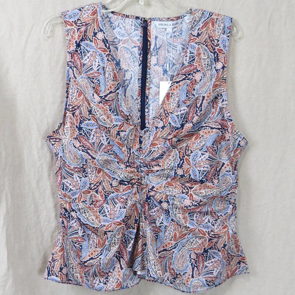 NEW Veronica Beard Aiden Paisley Print Center Ruched Top SIZE 16 - Picture 4 of 10
